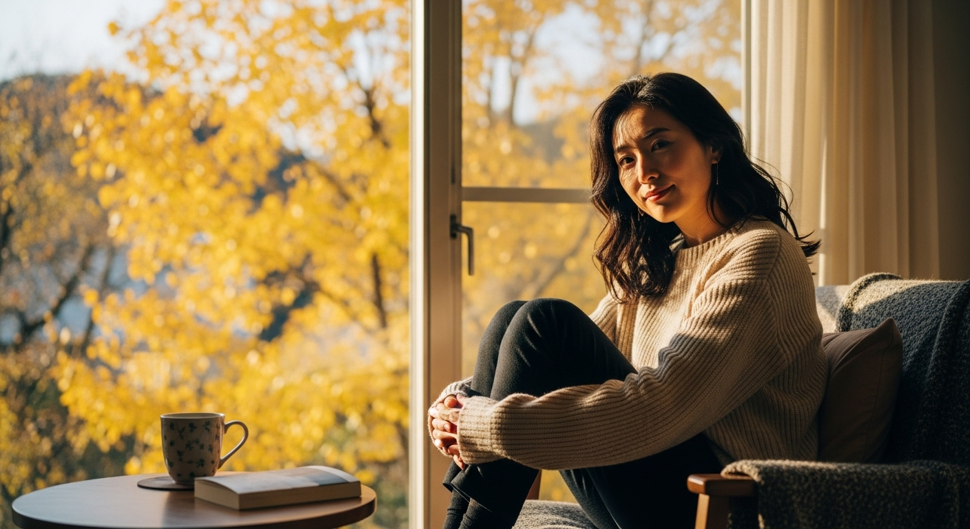 Autumn leaves and quiet streets conveying seasonal melancholy