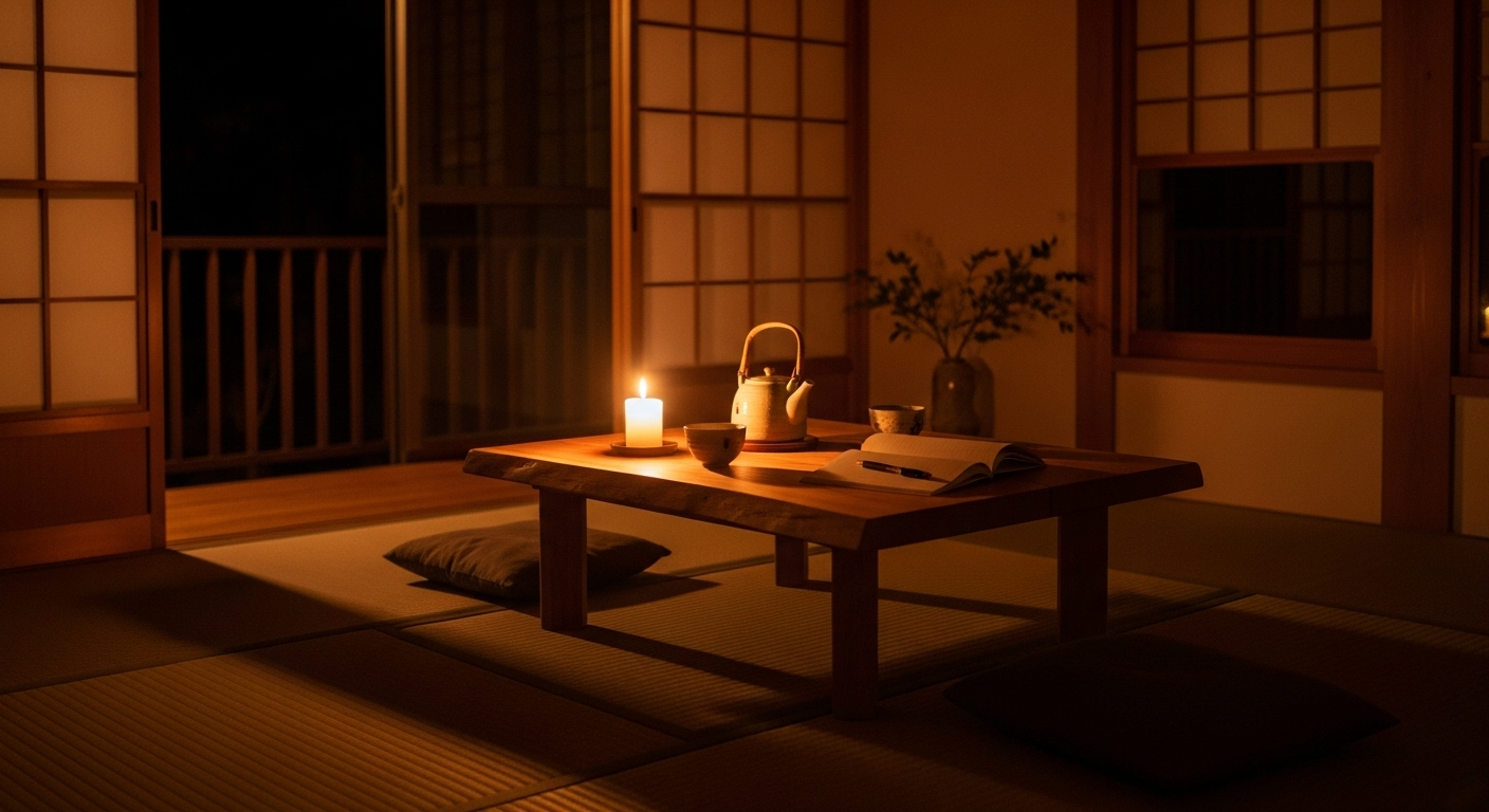 Night ritual for closure and rest in autumn